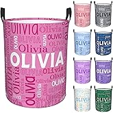 Custom Name Laundry Hamper, Personalized Laundry Basket with Name for Boys Girls Kids Men Women, Customized Name Dirty Clothes Basket Gifts for Clothes Toy Bathroom Bedroom Laundry Room Dorm
