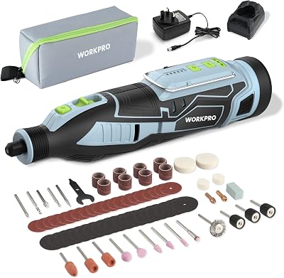 WORKPRO 12V Cordless Rotary Tool Kit 114 Accessories 5 Gears 7500-32000 RPM