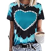 Remidoo Women's Tie Dye Short Sleeve Tee Crewneck Summer T Shirt Multicolor