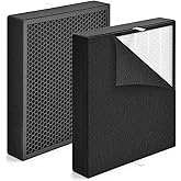 HSIAMEN Silver Carbon Replacement Filter Compatible with FF50 Fit50 Air Purifier Filter FF50-VOC, 3-in-1 H13 True HEPA Filter with Pre-Filters, 2-Pack