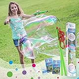 WOWMAZING Giant Bubble Wands Kit: (4-Piece Set) | Incl. Wand, Big Bubble Concentrate and Tips & Trick Booklet | Outdoor Toy f