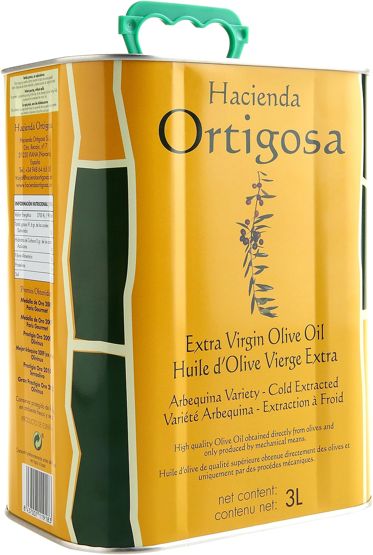 Hacienda Ortigosa Extra Virgin Olive Oil – Can 3 L