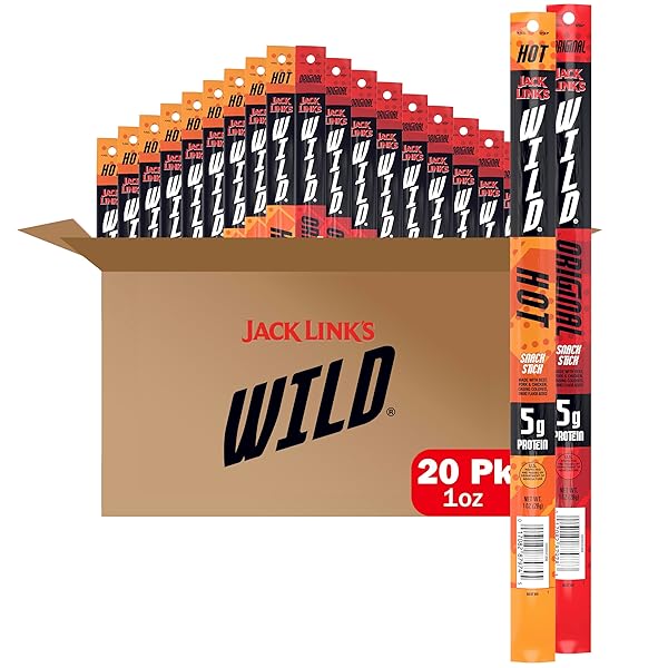 JACK LINK’S WILD SNACK STICKS, ORIGINAL AND HOT...