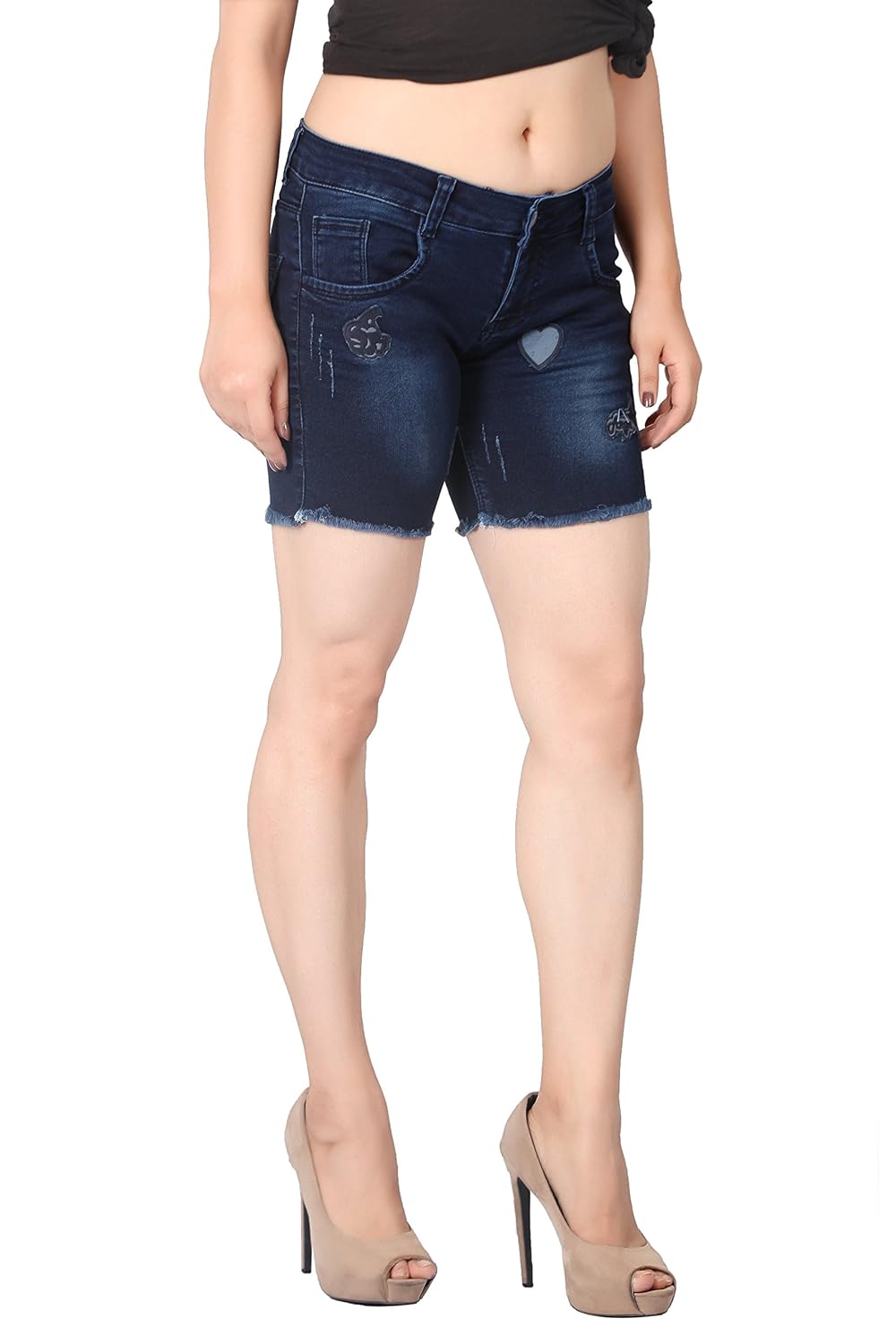 fck-3 women silky stretchable designer denim hot short