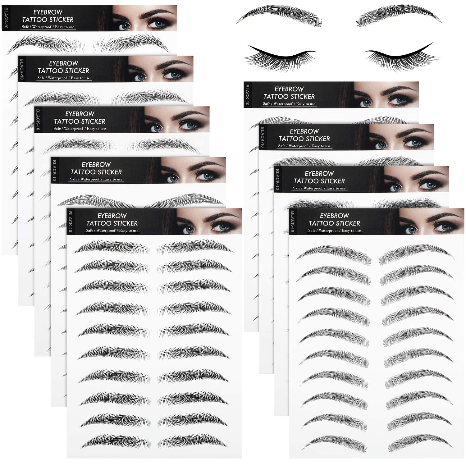 9 Sheets Eyebrow Tattoos for Women Waterproof Eyebrow Tattoo Sticker 4D Eyebrow Tattoo Eyebrow