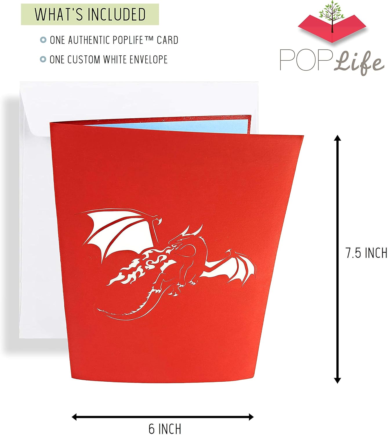 PopLife® Red Flying Dragon 3D Pop Up Father's Day Card, Pop Up Happy Birthday Card, Congratulations, Get Well, Just Because - Image 5