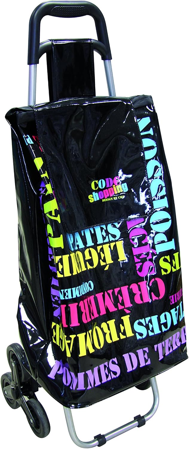 Totally Addict SH1483 Shopping Trolley with 6 Plastic Wheels 40 x 36.5 x 96.5 cm 50 L - Black - Image 5