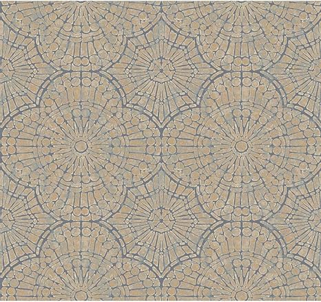 Amazon York Wallcoverings Td4772 Dimensional効果celeste壁紙 グレー ブルー オレンジ 壁紙