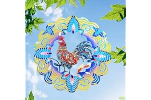 BRHTFM Wind Spinners Outdoor Garden Decor, 12“ Rooster Metal Wind Spinner for Yard Decorations Outdoor, Wind Spinners for Yard and Garden Front Porch Patio Decor