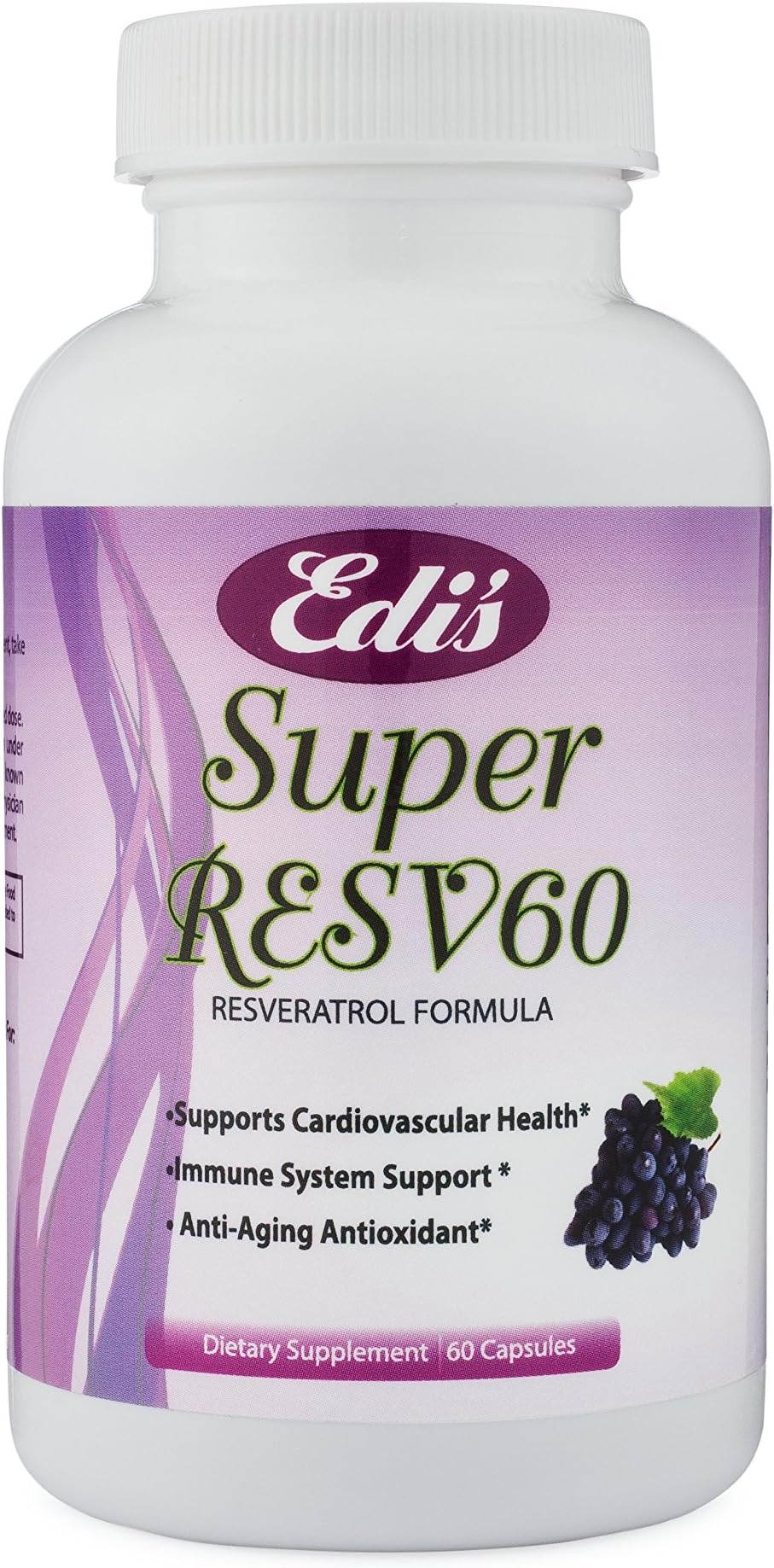 Edi’s Secret Resveratrol - Super ResV60-1200 mg Maximum Strength Health Supplement - 30 Day Supply, 60 Veggie Capsules