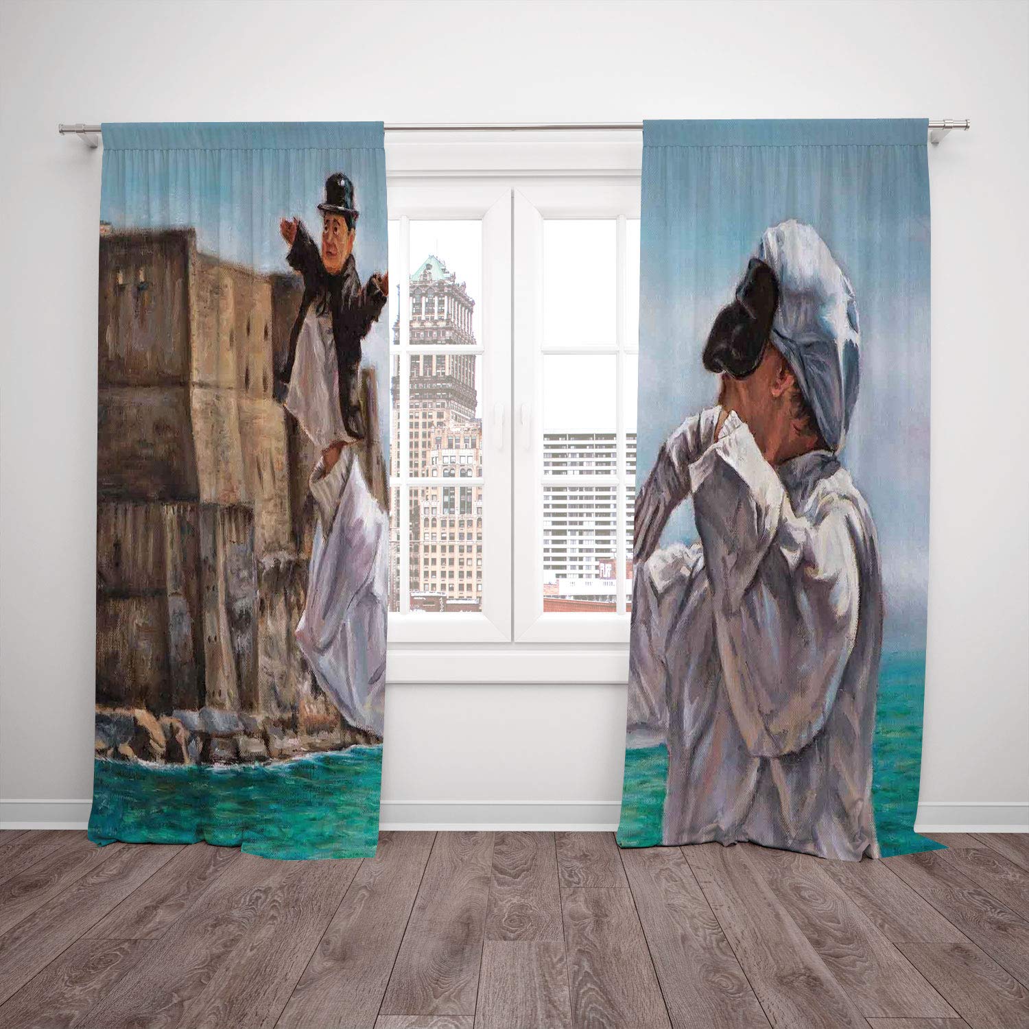 Thermal Insulated Blackout Window Curtain Country Decor Painting