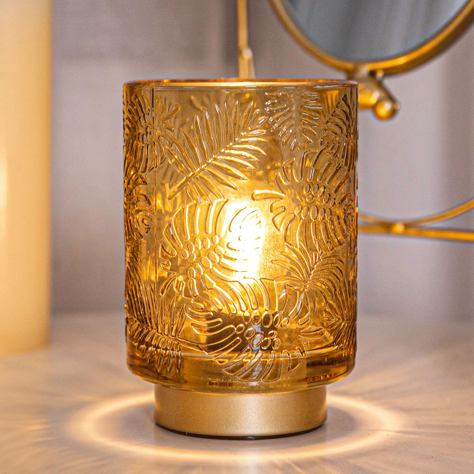 Photo 1 of ULAROOM Small Battery Operated Lamp-Portable Cordless Table Lamp with LED Bulb for New Home Decor Gift,Wireless Battery Powered Desk Lamp for Bedroom Living Room Decor Aesthetic Golden Amber