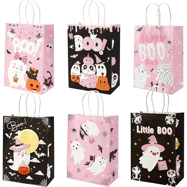 Little Boo Partygeschenktüten – 100 Stück, Rosa, Mit 4 Motiven, 13x27,5 Cm, Für Halloween & Geburtstag
