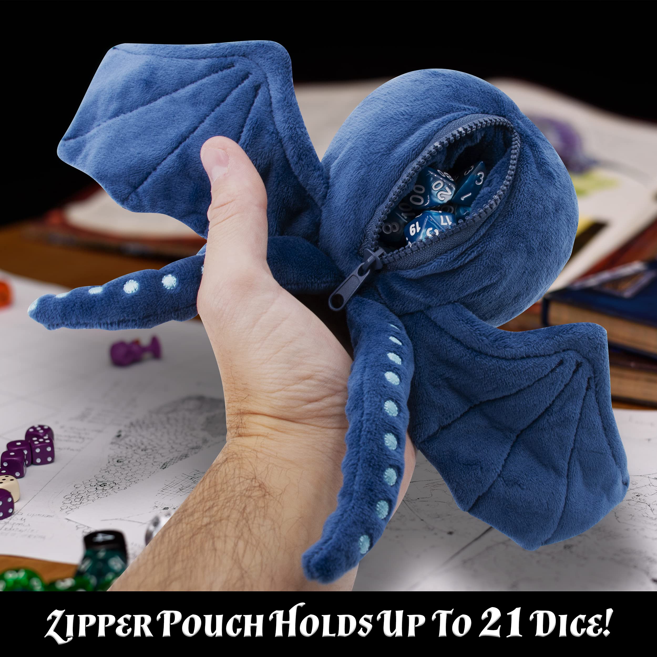 CASEMATIX Soft Dice Case and Dice Holder with 7 Included RPG Dice - 9.5