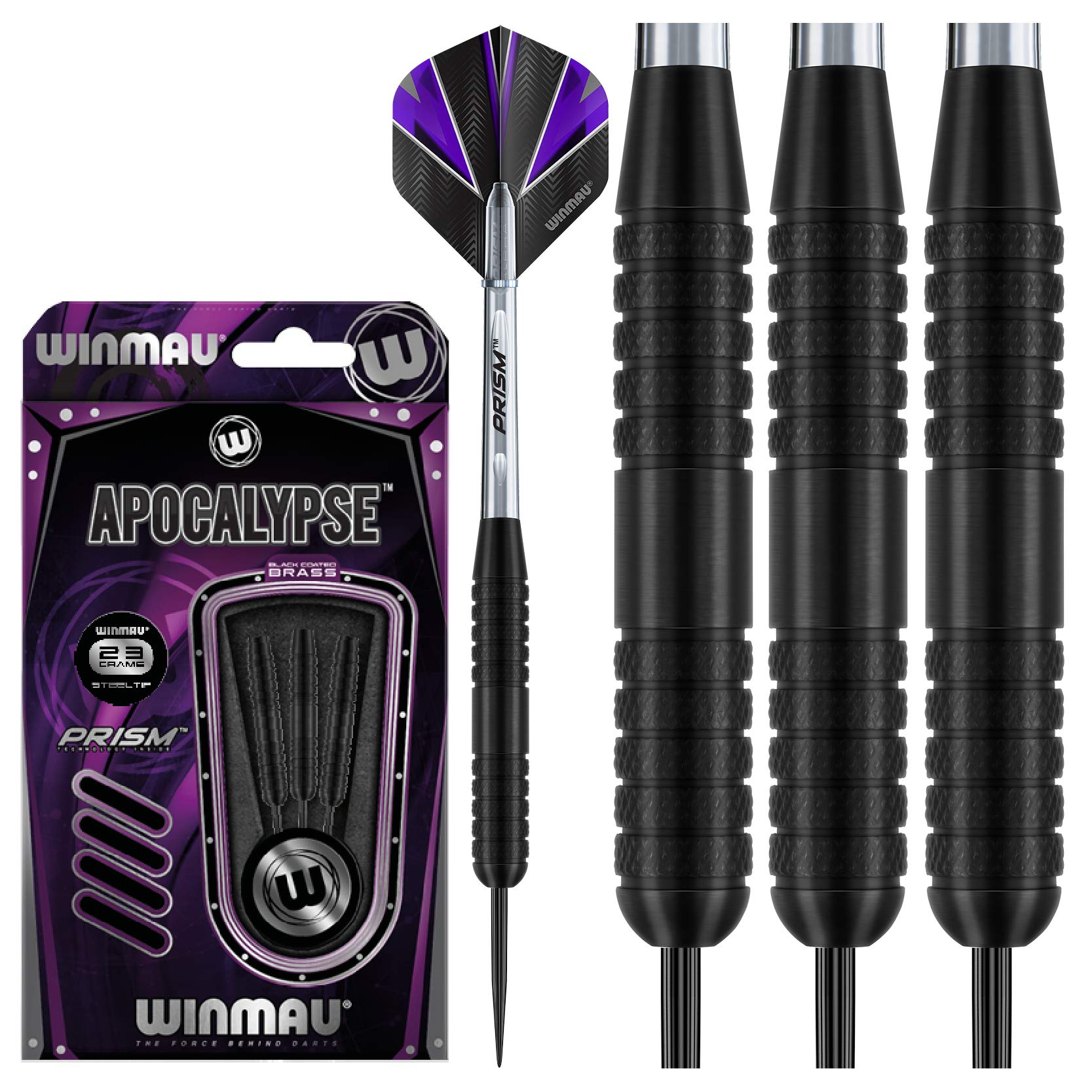 WINMAU Apocalypse 25 gram Brass Darts Set with Prism Flights and Shafts (Stems)