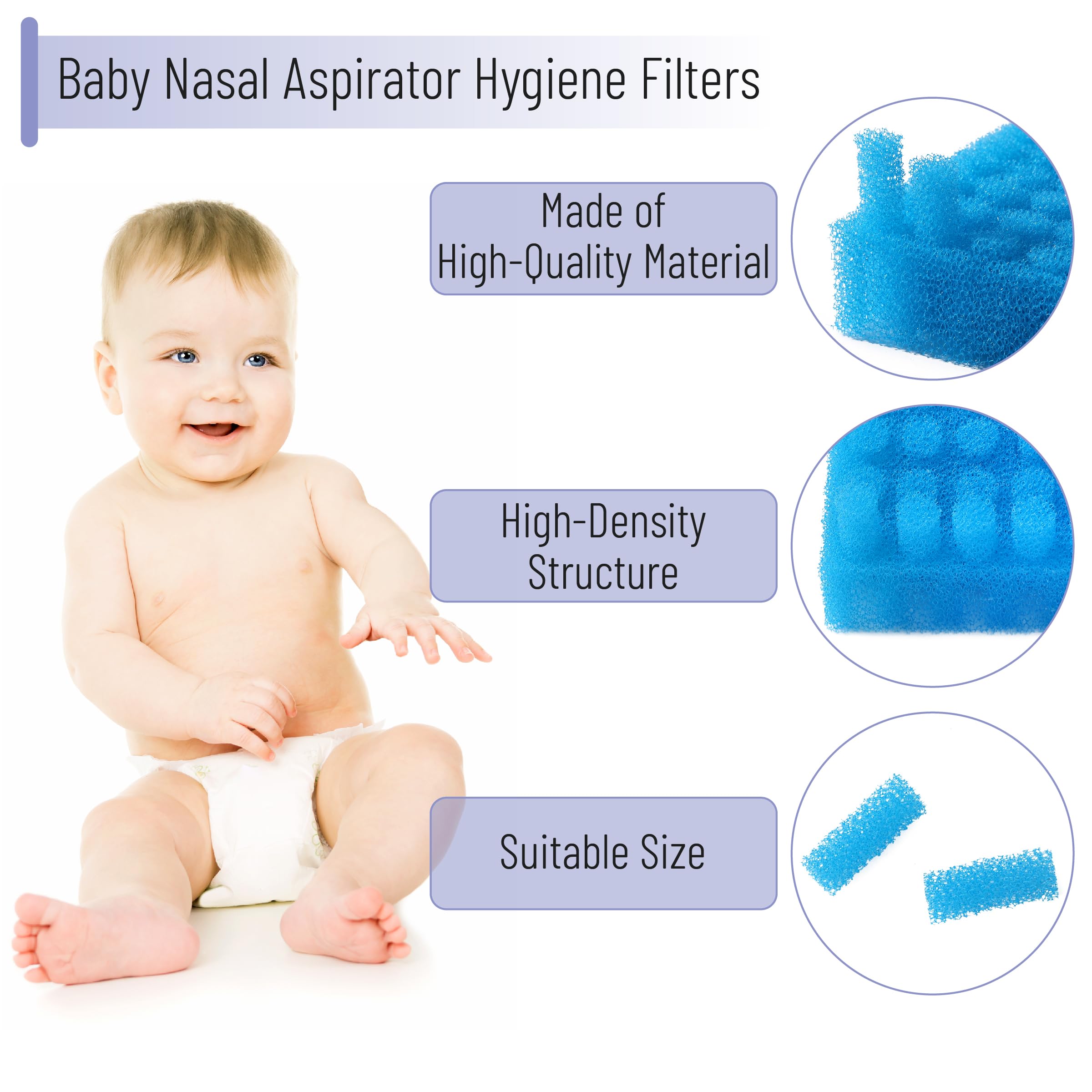Baby Nasal Aspirator Hygiene Filters with Tweezer, 100 Pack, Nasal Suction Filters for Babies
