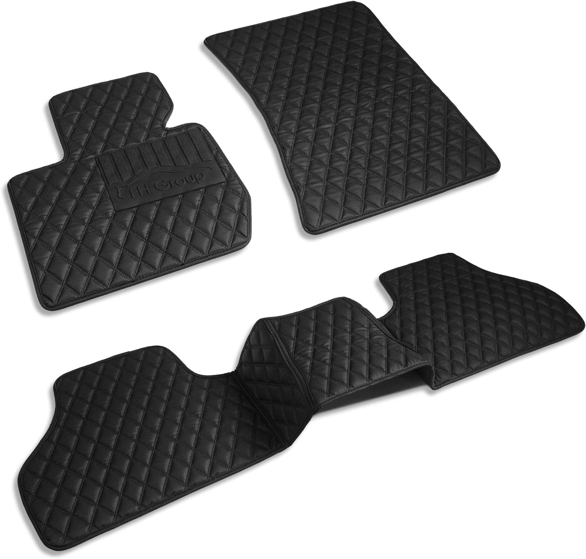 TLH Custom-fit Heavy Duty Faux Diamond Leather Car Floor Mats Liners Anti-Slip Backing Full Set-BMW X3 2011-2017