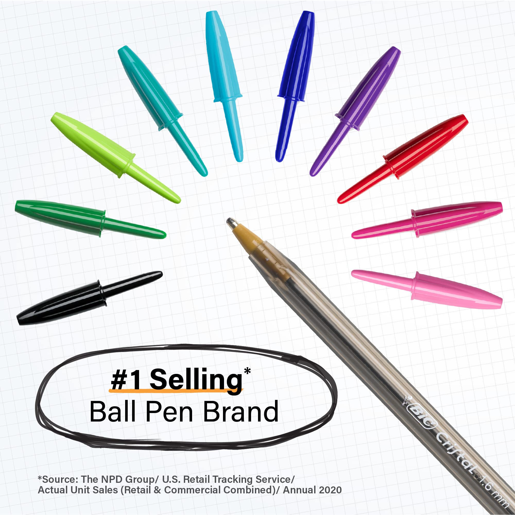 BIC Cristal Xtra Bold Ballpoint Pens, Bold Point (1.6mm) For Vivid And Dramatic Lines, Assorted Colors, 24-Count Pack, Perfect Ink Pens