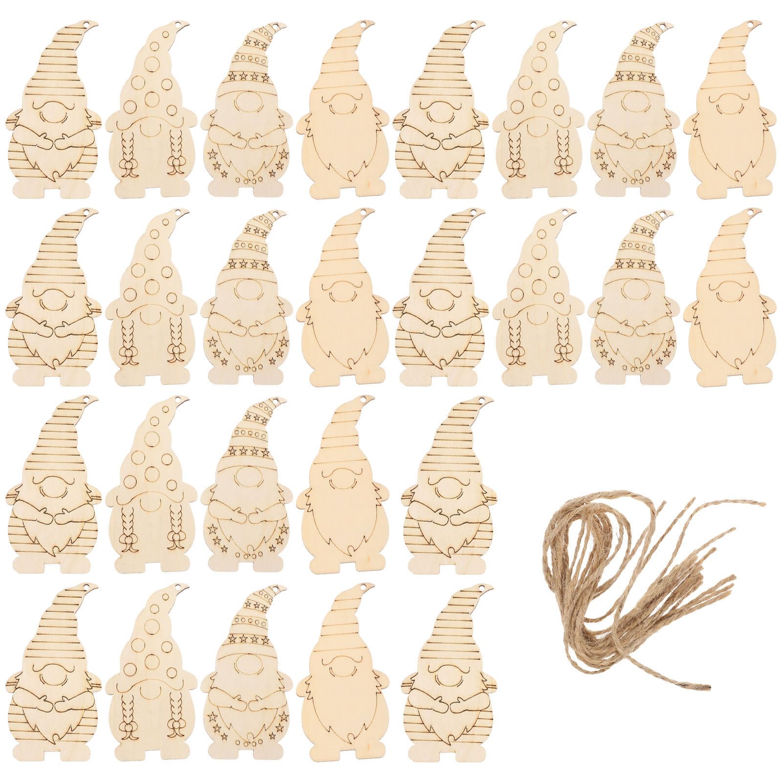 Ciieeo 40pcs Wooden Blank Gnome Slice Unfinished Gnome Slices Hanging Gnome Cutouts for Christmas Home Wall Decoration