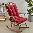 Sweet Home Collection Rocking Chair Cushion Premium Tufted Pads Non Skid Slip Backed Set of Upper and Lower with Ties, 1 Count (Pack of 1), Velvet Red