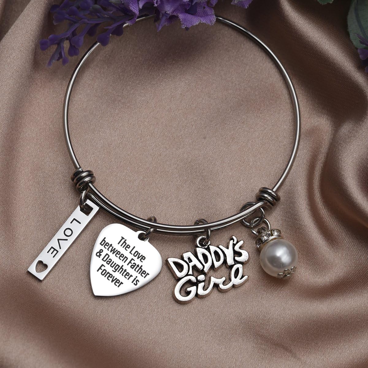 LParkin Daddys Girl Daughter Bracelet Stainless Steel Bangle Birthday Gift for Daughter Gift, Medium - Image 4