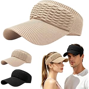 2-Pack Women’s Open-Top Breathable UV-Protection High-Ponytail Sun Visor for Outdoor Sports Such as Running, Golf, Tennis