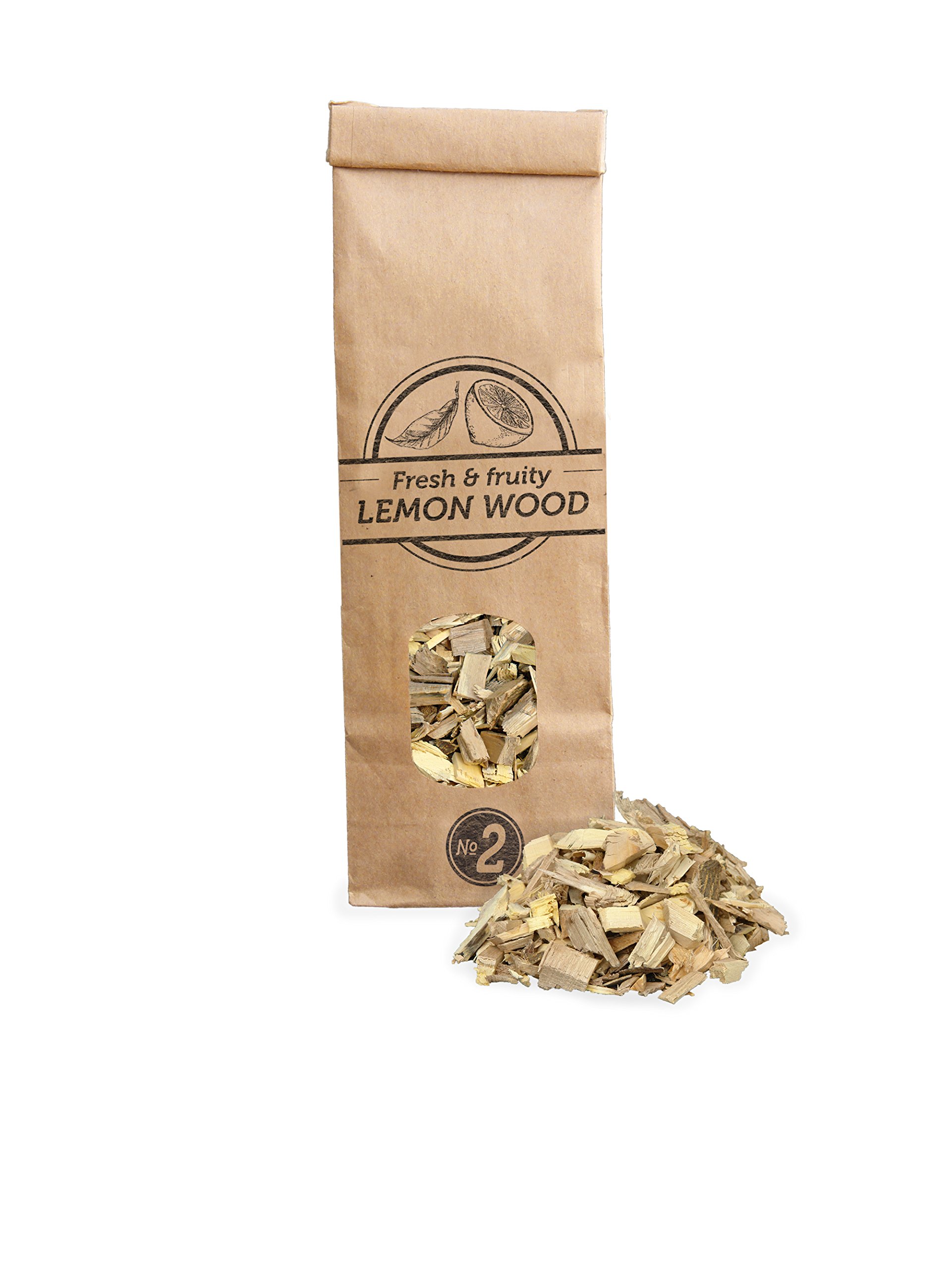 Smokey Olive Wood 500ml lemon wood chips for barbecue & smoke, Size 5mm-1cm