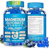 Magnesium Glycinate Gummies 600mg, Chewable Sugar Free Potassium Magnesium Gummies with Manganese Glycinate, Vitamin D, B6, and CoQ10 for Calm Support & Sleep for Adults, 60 Days Supply