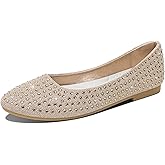 Jeekopeg Women Rhinestone Ballet Flats Sparkly Classic Round Toe Flats Comfortable Slip on Ballerina Flats Elegant Wedding Party Dress Shoes for Lady