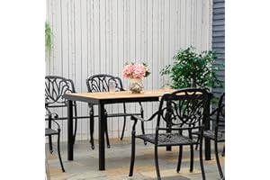 Outsunny 55" L x 35.5" W x 29.25" H Patio Dining Table for 6, Rectangular Aluminum Outdoor Table for Garden Lawn Backyard, Na