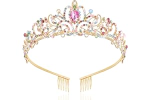 TAROSE Crowns for Women and Girls, Queen Crystal Gold Silver Tiaras with White Rhinestone and Combs, Goddess Crown for Wedding Bride Birthday Princess Bridal Shower Hair Accessories for Women