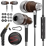 Symphonized NRG 3.0 Wooden Wired Earbuds for Laptop, Computer, Phone – Headphones with 3.5mm Jack, Mic & Volume Control, 90%