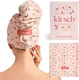 Kitsch XL Microfiber Hair Towel Wrap Cherry Print 40x24 Inches