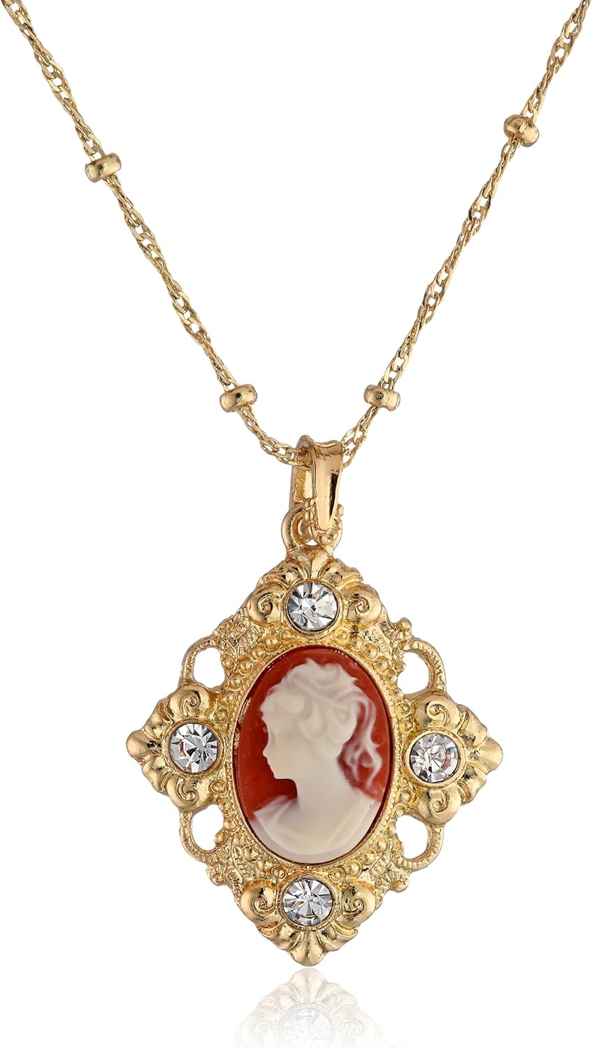 Downton Abbey "Carded" GoldTone Cameo Crystal Accent