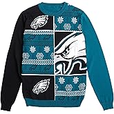 FOCO NFL mens Nfl Team Logo Busy Block Snowfall Holiday Ugly Sweater