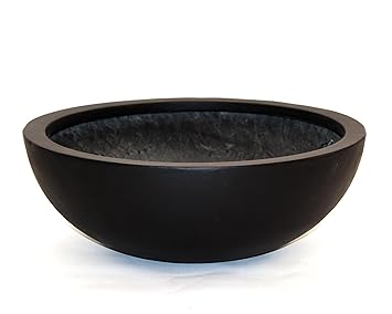 Blumenkübel Fiberglas schale D46xH16cm elegant schwarz-matt.