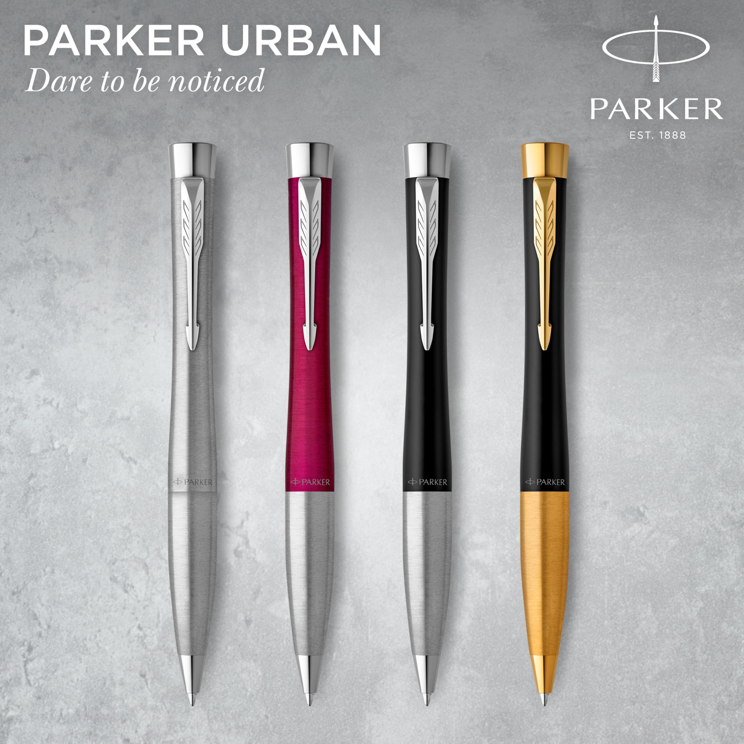 Parker Urban Twist-Kugelschreiber | Mattschwarz mit goldenen Zierteilen | mit Nachfüllpatrone mit blauer Tinte | Geschenkbox 6