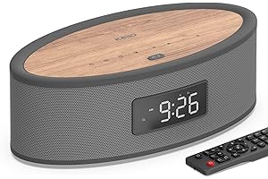 KEiiD Bluetooth Clock Radio Speaker Tabletop/Shelf for Home Compact with LED Alarm Clock FM Radio, Sounds Machine, USB, AUX, Aesthetic Style with Great Sound Performance, Auto Dimmer, Sleep Timer