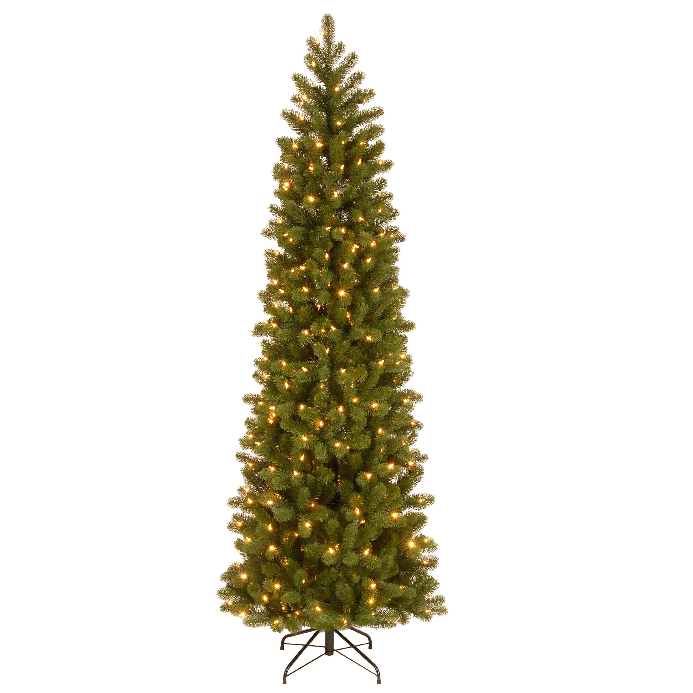 Photo 1 of ** RECOMENDED FOR PARTS /LIGHTS ARE NON-FUNCTIONAL IN 1 SECTION*** National Tree Company 7.5 ft Pre-Lit Downswept Douglas Fir Slim Artificial Christmas Tree, 350 LED Lights, 796 Tips, Foot Pedal, 10 Light Functions, Includes Stand, Green