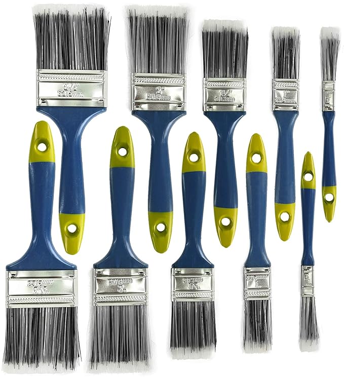 Lackierpinsel 10-teiliges Set - Flackpinsel für Lasur,Wasserlack und Acrylfarben - Lasurpinsel Pinselset Malerpinsel Pinsel -