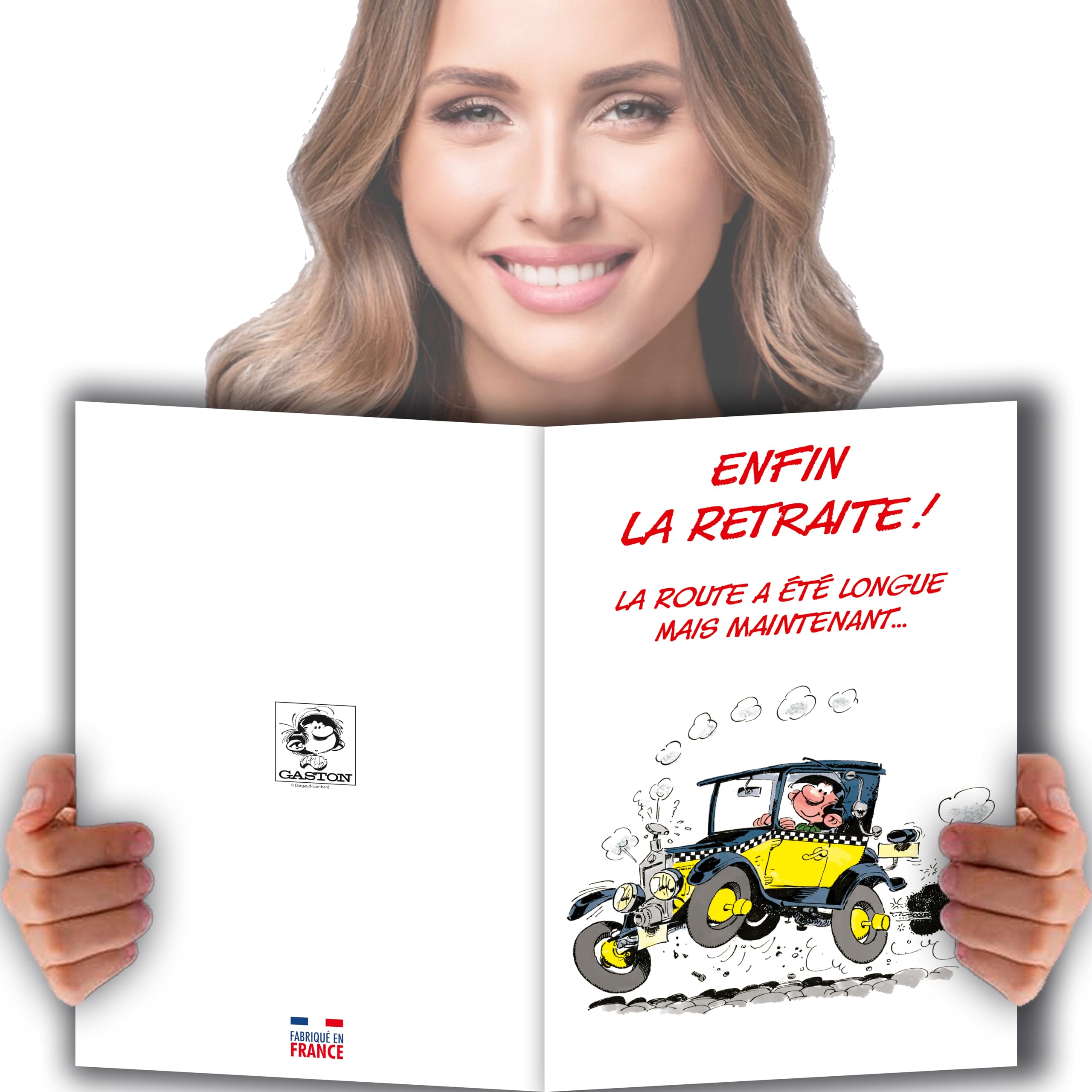 GLMX-2030 Gaston Lagaffe Retirement Card Large Maxi Giant A4 with Envelope - Car