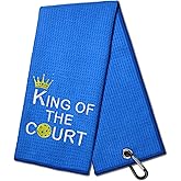DYJYBMY King of The Court Funny Golf Towel, Embroidered Golf Towels for Golf Bags with Clip, Men's Golf Accessories, Pickleball Gift Birthday Retirement Gift for Dad Pickleball Fans