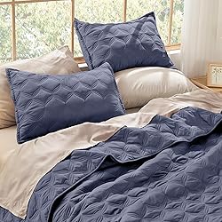 Litanika King Size Quilt Bedding Set, Dark Blue