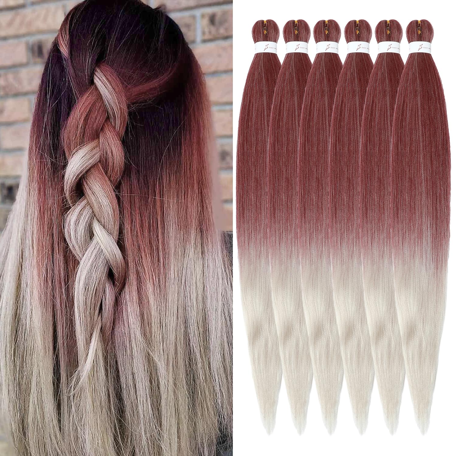 Pre-Stretched Braiding Hair ShowJarlly Soft Synthetic Fiber Corchet Braids Natural Black 6Packs/Lot Knotless Braiding Hair Extensions Hot Water Setting Braiding Hair (30inch,900/silver#) — image 1