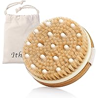 Ithyes Body Brush Dry Brushing Bath Brush Gentle Skin Exfoliate Massage Scrub 100% Nature Boar Bristles Bamboo Wood Improve B