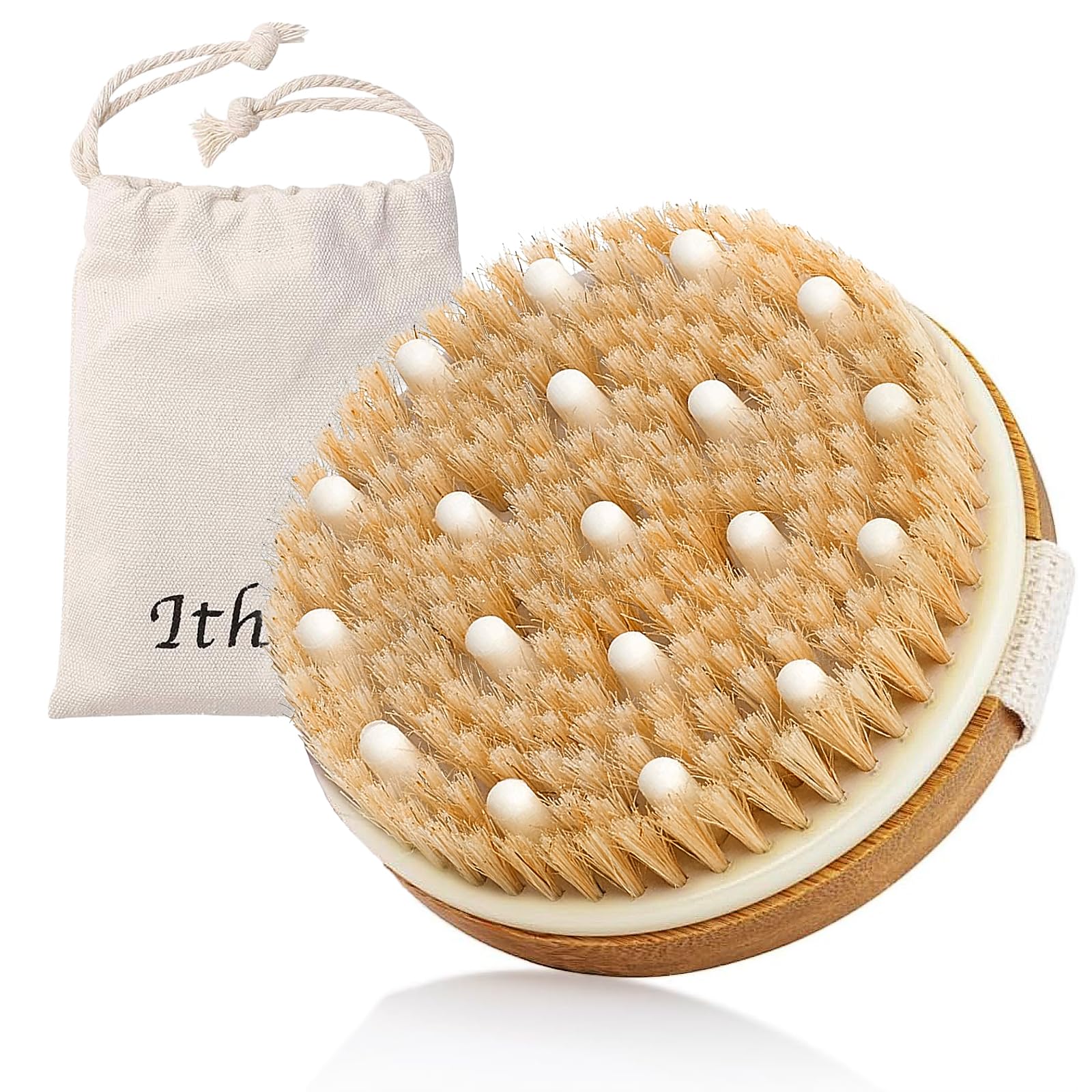Ithyes Dry Brushing Body Brush Exfoliating Brush Natural Bristle Bath Brush for Remove Dead Skin Toxins Cellulite,Treatment,Improves Lymphatic Functions,Exfoliates,Stimulates Blood Circulation