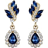 EleQueen Women's Austrian Crystal Art Deco Tear Drop Dangle Earrings Clip-on