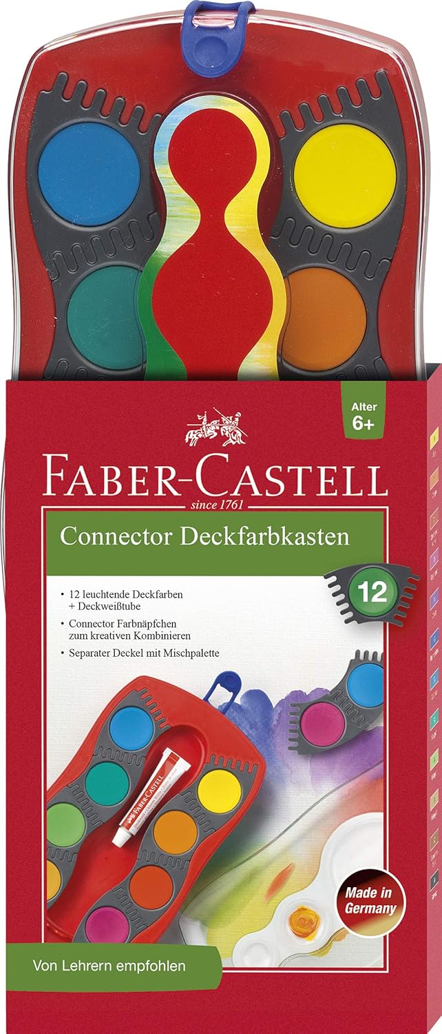 Faber-Castell 125030 - Farbkasten CONNECTOR mit 12 Farben, inklusive Deckweiß, 1 Stück