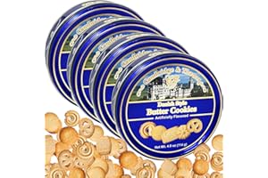 GENERIC Danish Style Butter Cookies Assorted 4 Tins (4.0 Oz Each) Different Shapes Assortment Gift Pack | Gourmet Cookie Gifts