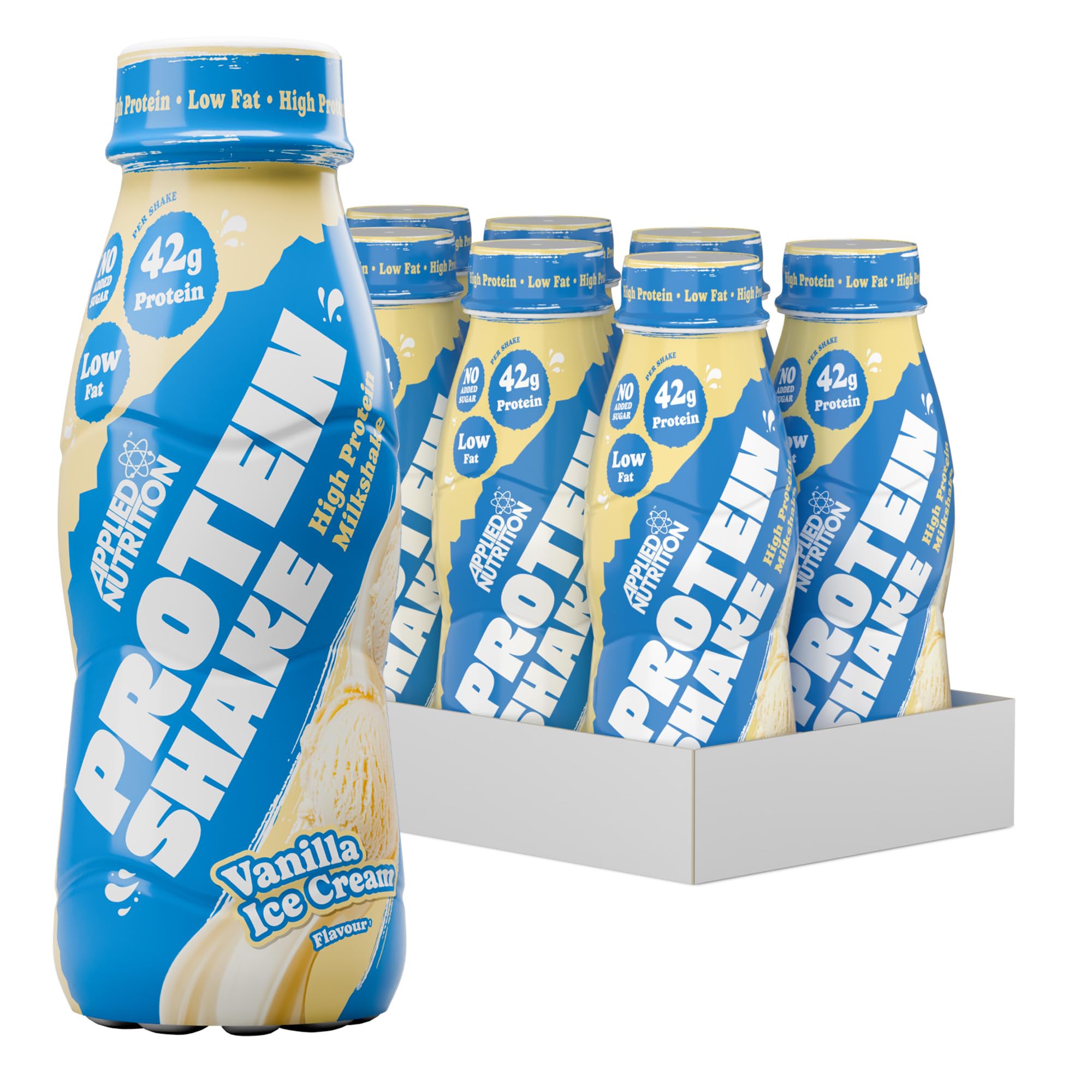 Applied Nutrition Protein Shakes - High Protein Shake Ready To Drink, Protein Drink With 42g Of Protein, Low Fat Protein Shake, On The Go Bottle - 8 x 500ml (Vanilla)